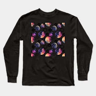 Watercolor Bright Yellow and Pink Nebula in Circles Long Sleeve T-Shirt